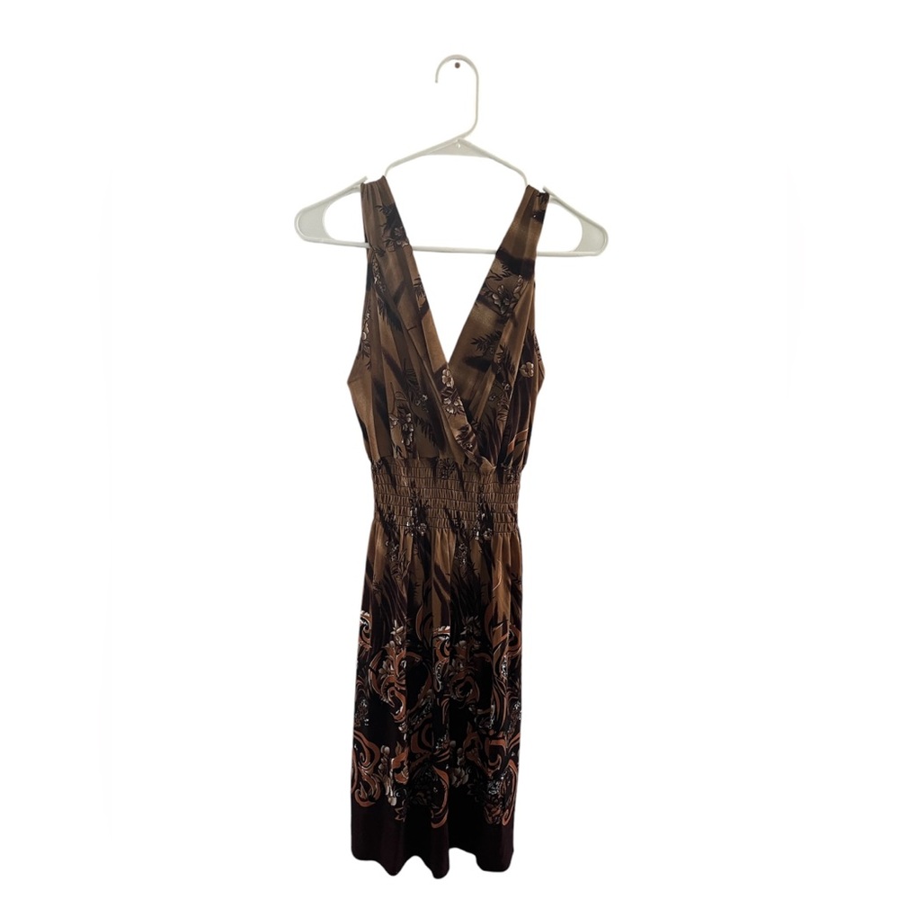 Brown Patterned Dress Size Medium - image 1